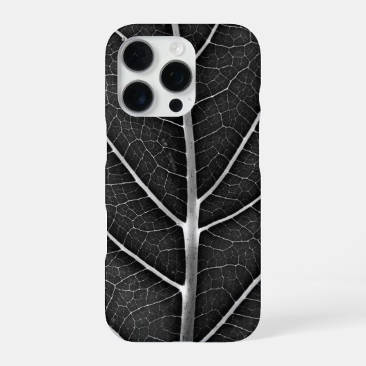 Zwart-wit gloeiend blad close-up iPhone hoesje (Achterkant)