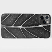 Zwart-wit gloeiend blad close-up iPhone hoesje (Achterkant horizontaal)
