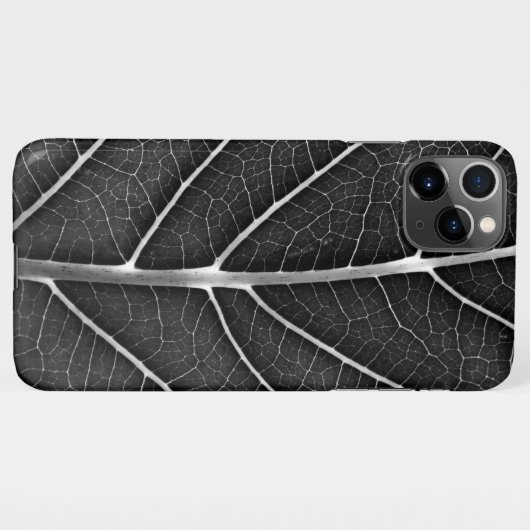 Zwart-wit gloeiend blad close-up iPhone hoesje (Achterkant horizontaal)