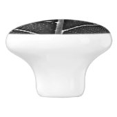 Zwart-wit gloeiend blad close-up keramische knop (Zijkant)