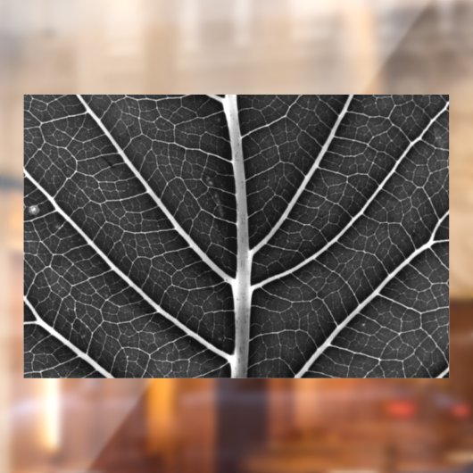 Zwart-wit gloeiend blad close-up raamsticker (Vel 2)