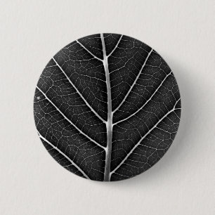 Zwart-wit gloeiend blad close-up ronde button 5,7 cm