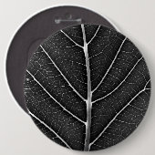 Zwart-wit gloeiend blad close-up ronde button 6,0 cm (Voorkant /achterkant)