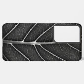 Zwart-wit gloeiend blad close-up samsung galaxy hoesje (Achterkant horizontaal)