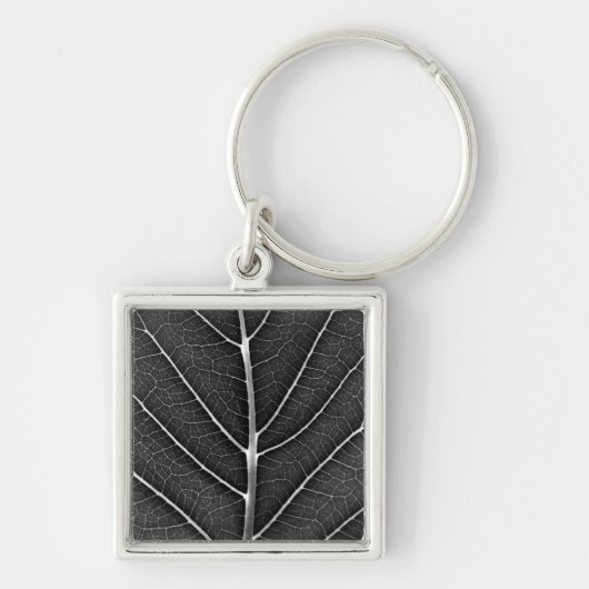 Zwart-wit gloeiend blad close-up sleutelhanger (Voorkant)