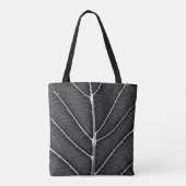 Zwart-wit gloeiend blad close-up tote bag (Achterkant)