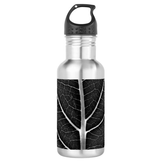 Zwart-wit gloeiend blad close-up waterfles (Voorkant)