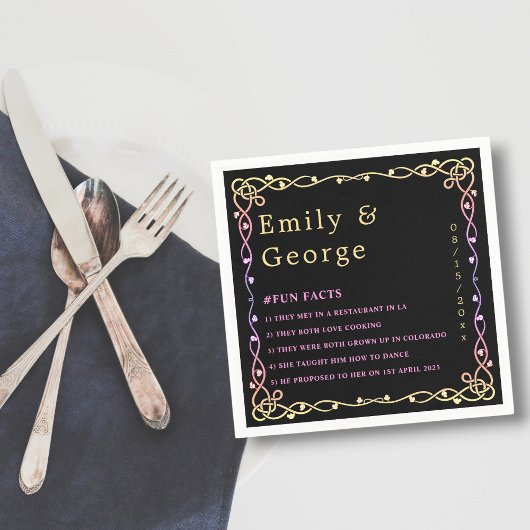 Zwart-Wit Glow Neon Frame Bloem Bruiloft Servet