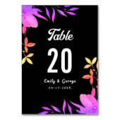 Zwart-wit Glow Neon Kleuren Bloemen Bruiloft Kaart (Achterkant)