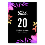 Zwart-wit Glow Neon Kleuren Bloemen Bruiloft Kaart (Voorkant)