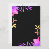 Zwart-wit Glow Neon Kleuren Bloemen Bruiloft Kaart (Achterkant)
