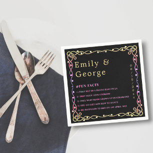 Zwart-wit Glow Neon Lijst Bloemenbruiloft Servet