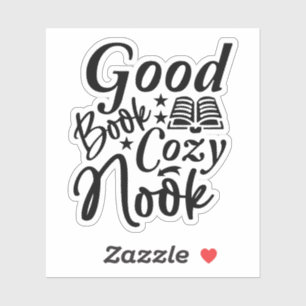 Zwart-wit Goed Boek Gezellig Nook Sticker