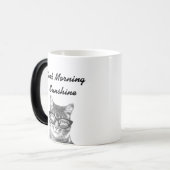 Zwart-wit goedemorgen bericht 11oz cat mok (Voorkant links)
