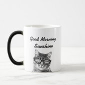 Zwart-wit goedemorgen bericht 11oz cat mok (Links)