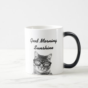 Zwart-wit goedemorgen bericht 11oz cat mok