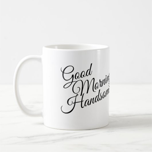 Zwart & Wit Goedemorgen Knappe Man Mok (Links)