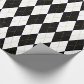 Zwart | wit | Gold Argyle Pattern Cadeaupapier (Hoek)