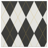 Zwart | wit | Gold Argyle Pattern Stof (Close Up)