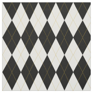 Zwart   wit   Gold Argyle Pattern Stof