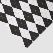 Zwart | wit | Gold Argyle Pattern Tissuepapier (Detail)