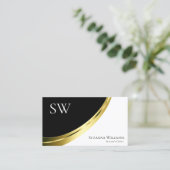 Zwart-wit Gold decor met monogram en foto's Visitekaartje