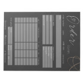 Zwart-wit Gold Glitter Business Order Form Notitieblok (Voorkant)