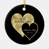 Zwart-wit Gold-hart Keramisch Ornament (Voorkant)