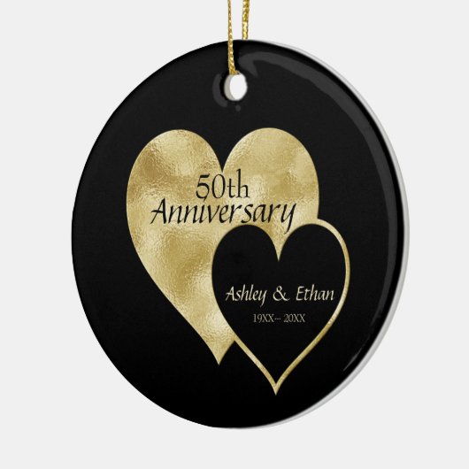 Zwart-wit Gold-hart Keramisch Ornament (Links)