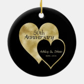 Zwart-wit Gold-hart Keramisch Ornament (Achterkant)