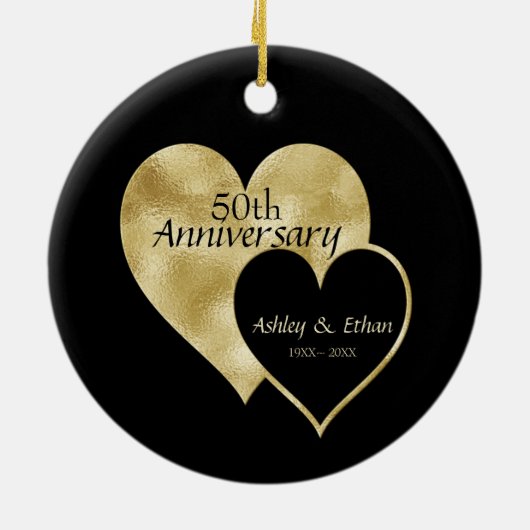 Zwart-wit Gold-hart Keramisch Ornament (Achterkant)