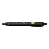Zwart-wit Gold Heart, gepersonaliseerde naam Zwarte Inkt Pen (Bodem)