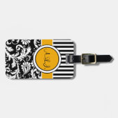 Zwart, wit, Gold Striped Bagagelabel (Voorkant horizontaal)