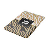 Zwart-wit Golden Zee Ocean Waves Monogram Badmat (Gekanteld)