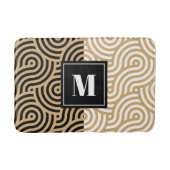 Zwart-wit Golden Zee Ocean Waves Monogram Badmat (Voorkant)