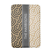 Zwart & Wit Golden Zee Ocean Waves Patroon Badmat (Voorkant Verticaal)