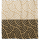 Zwart & Wit Golden Zee Ocean Waves Patroon Douchegordijn (Voorkant)