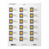 Zwart wit Goldenrod Quatrefoil 3 Monogram Etiket (Full Sheet)