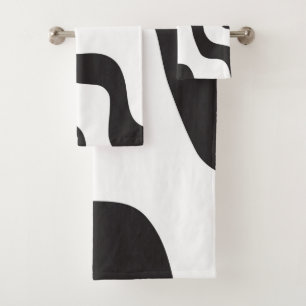 Zwart & Wit Golf Abstracte Moderne Kunst Chic Bad Handdoek