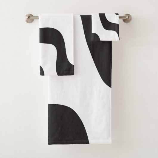 Zwart & Wit Golf Abstracte Moderne Kunst Chic Bad Handdoek (Insitu)