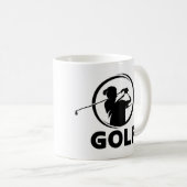 Zwart & Wit Golf Swing Silhouet Koffiemok (Voorkant rechts)