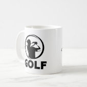 Zwart & Wit Golf Swing Silhouet Koffiemok (Voorkant links)
