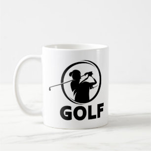 Zwart & Wit Golf Swing Silhouet Koffiemok