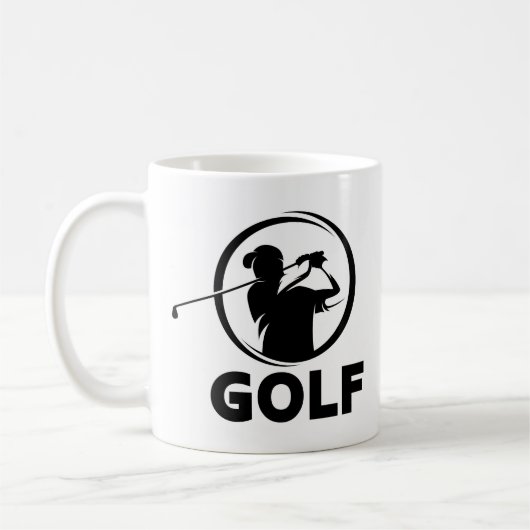 Zwart & Wit Golf Swing Silhouet Koffiemok (Links)