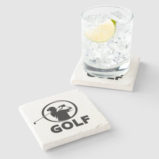 Zwart & Wit Golf Swing Silhouet Stenen Onderzetter (Zijkant)