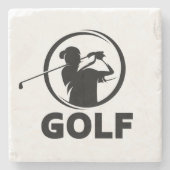 Zwart & Wit Golf Swing Silhouet Stenen Onderzetter (Voorkant)