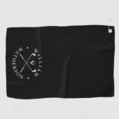 Zwart-wit golfclubs gepersonaliseerde naam golfhanddoek (Horizontaal)