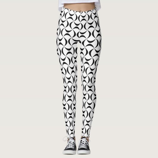 Zwart-wit golfpatroon leggings (Voorkant)