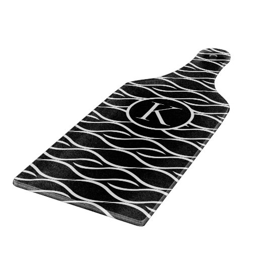 Zwart-wit golfpatroon met aangepast monogram snijplank (Hoek)