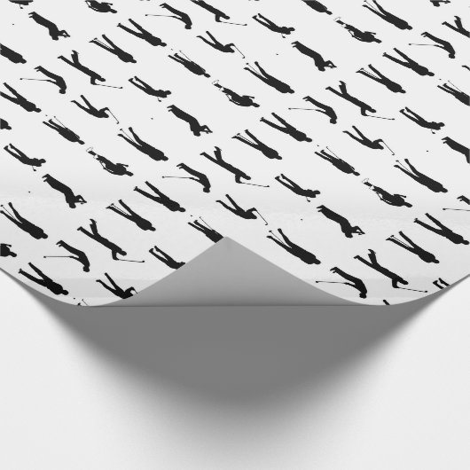 Zwart-wit golfposen golfer mannen golfen cadeaupapier (Hoek)